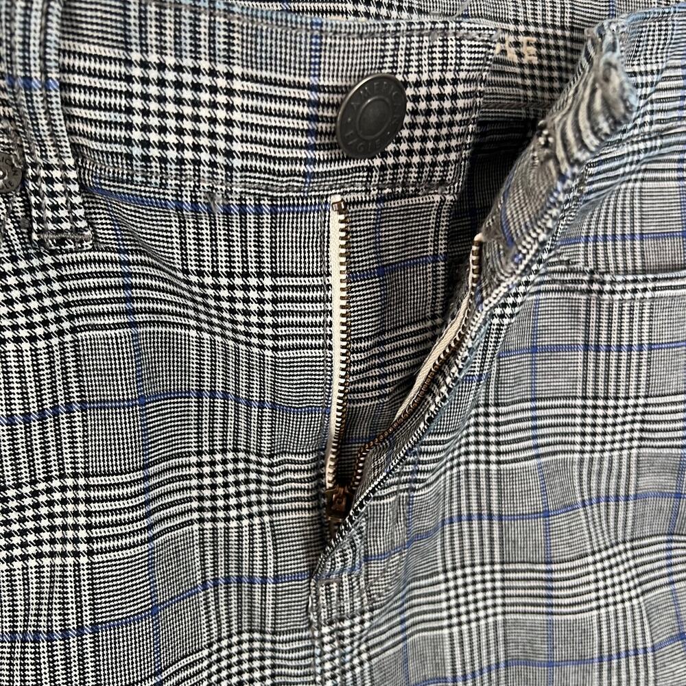 American Eagle Women's Size 4 Hi-Rise Mini Skirt Black Blue White Plaid Stretch - Picture 4 of 12